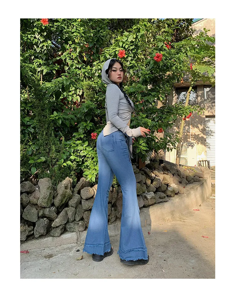 Coco Blue Long Flare Denim Jeans Pants