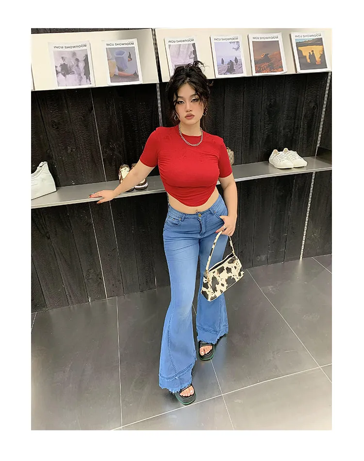 Coco Blue Long Flare Denim Jeans Pants