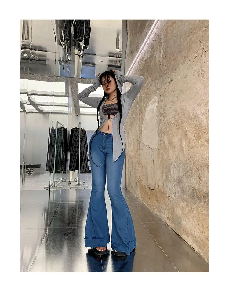 Coco Blue Long Flare Denim Jeans Pants