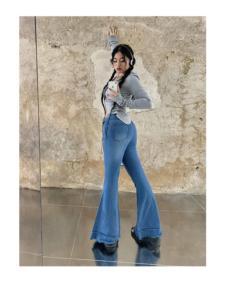 Coco Blue Long Flare Denim Jeans Pants