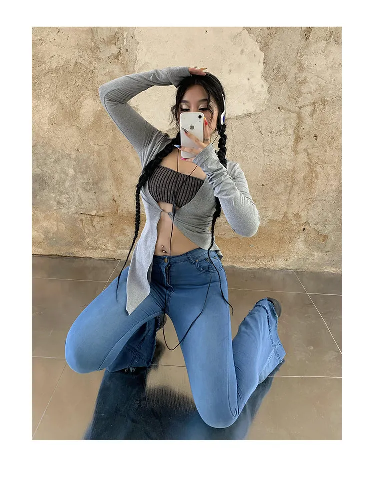 Coco Blue Long Flare Denim Jeans Pants