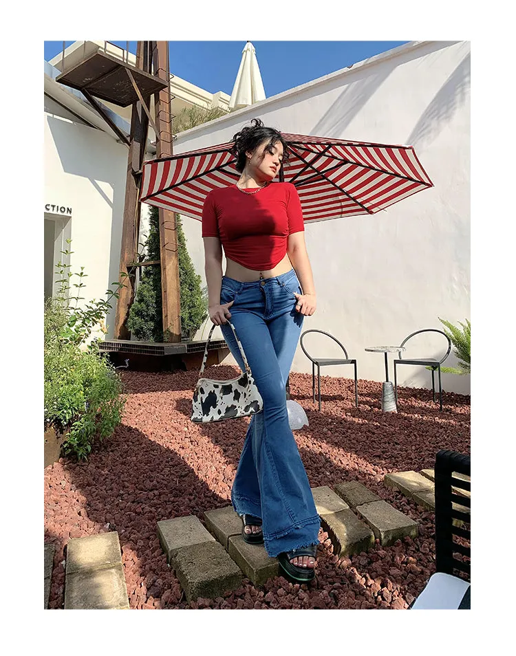 Coco Blue Long Flare Denim Jeans Pants