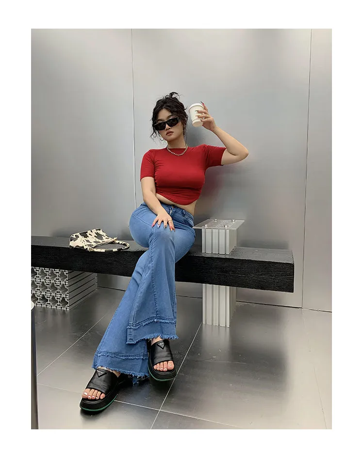 Coco Blue Long Flare Denim Jeans Pants