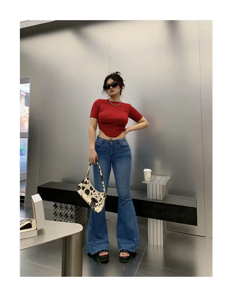 Coco Blue Long Flare Denim Jeans Pants