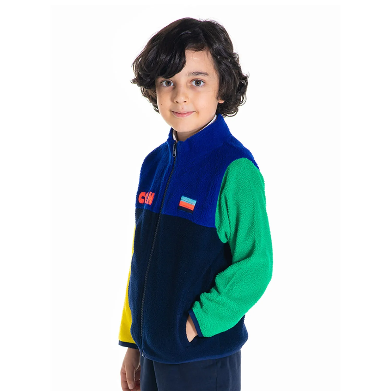 Colorblock Zipper High Neck Sweatshirt