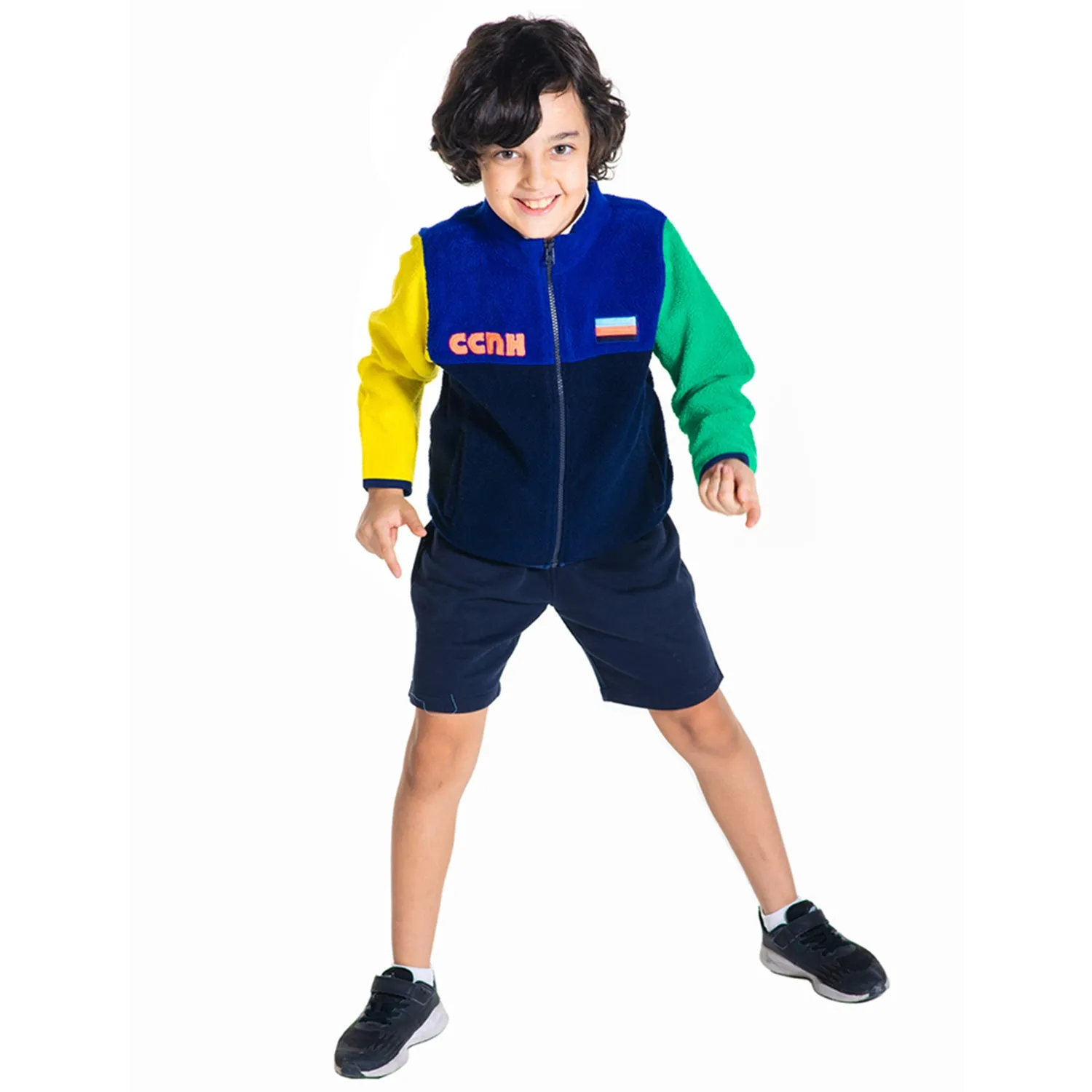 Colorblock Zipper High Neck Sweatshirt