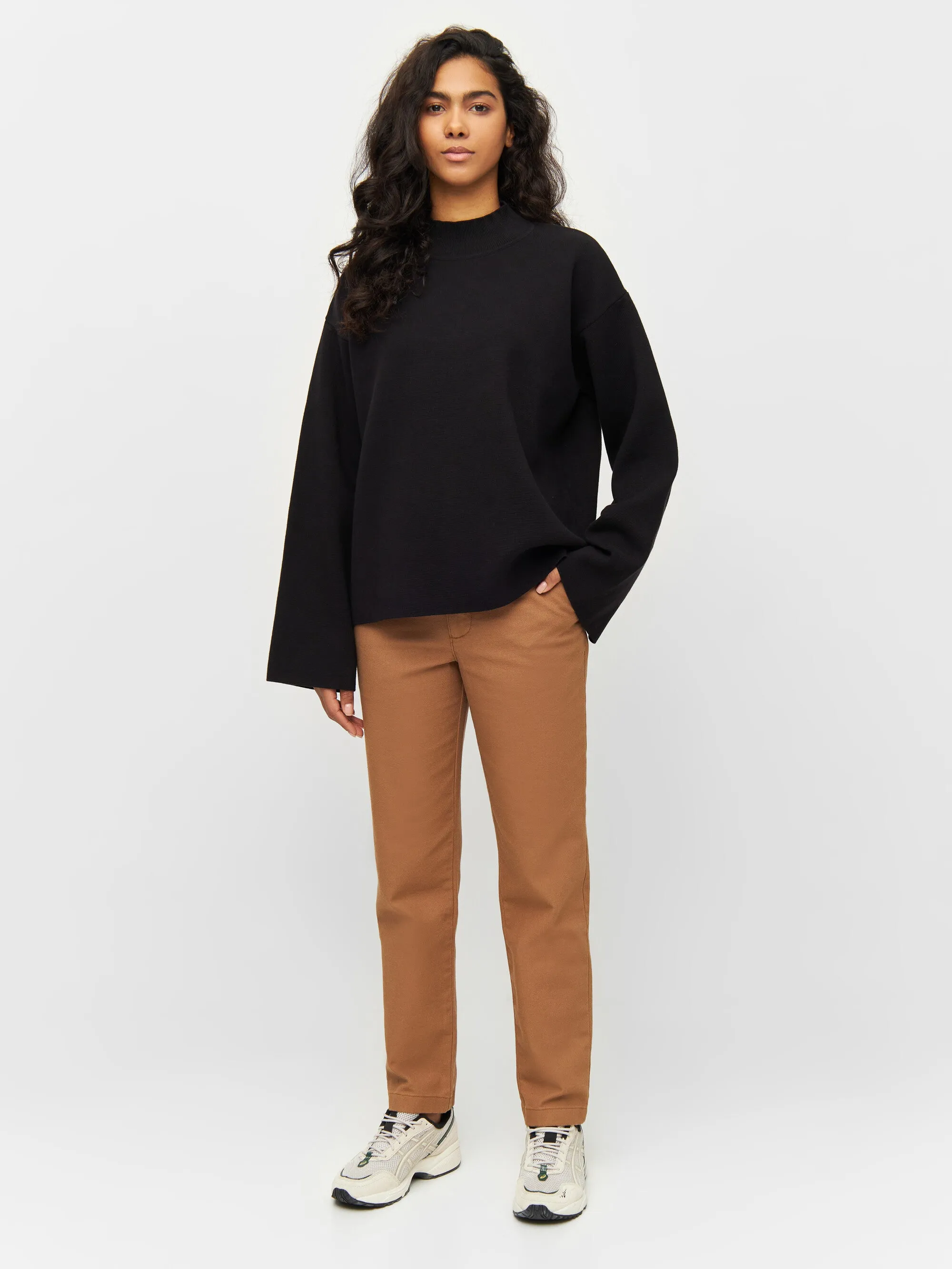 Cotton high neck knit - Black Jet