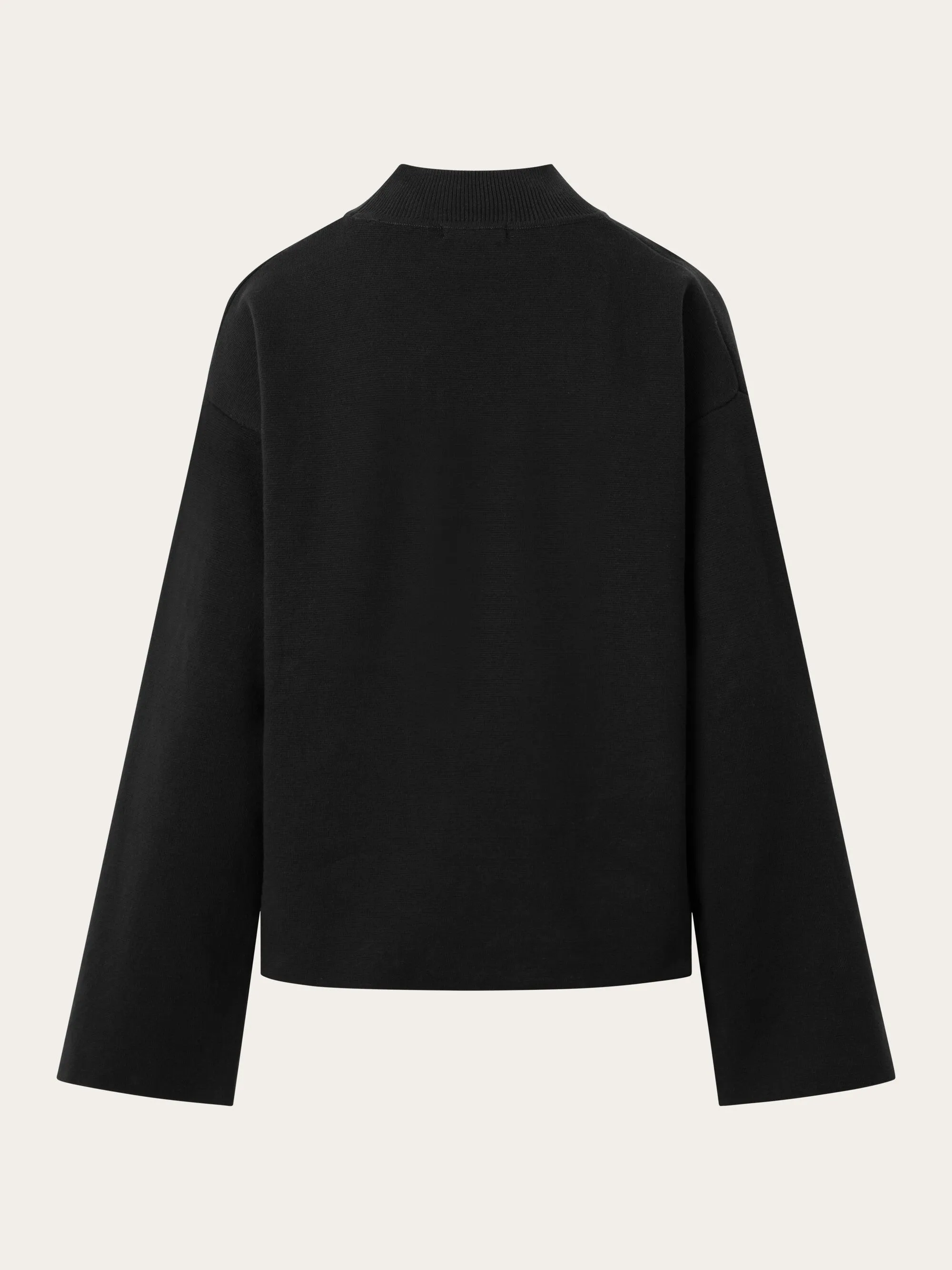 Cotton high neck knit - Black Jet