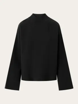 Cotton high neck knit - Black Jet