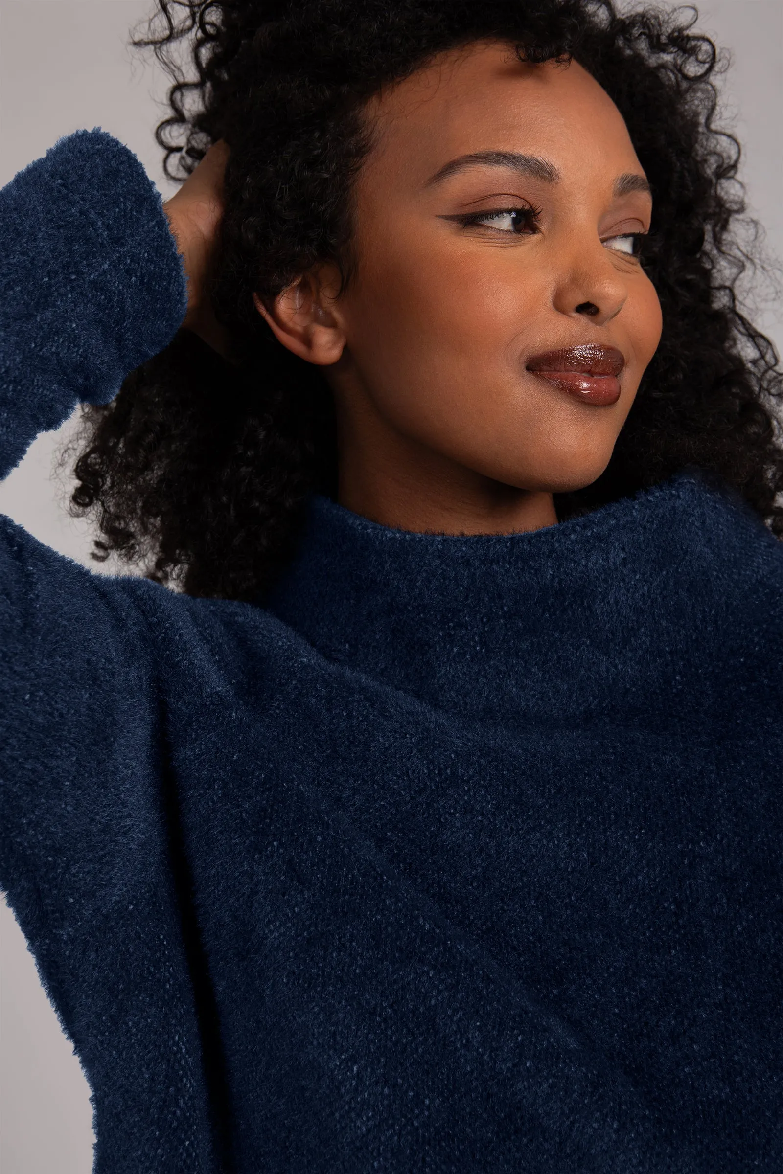 Cozy Funnel Neck Pullover | Navy