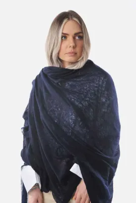 Dark Navy Classic Knit Cashmere Stole