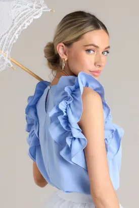 Dawn Of My Heart Light Blue Ruffled Top