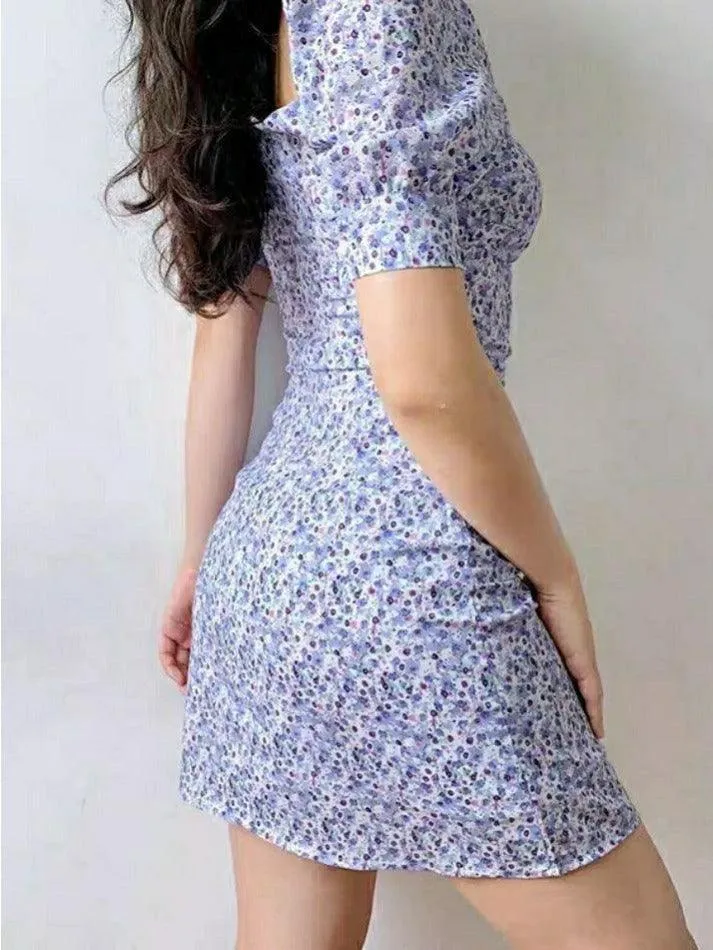 Ditsy Floral Short-Sleeve Mini Dress
