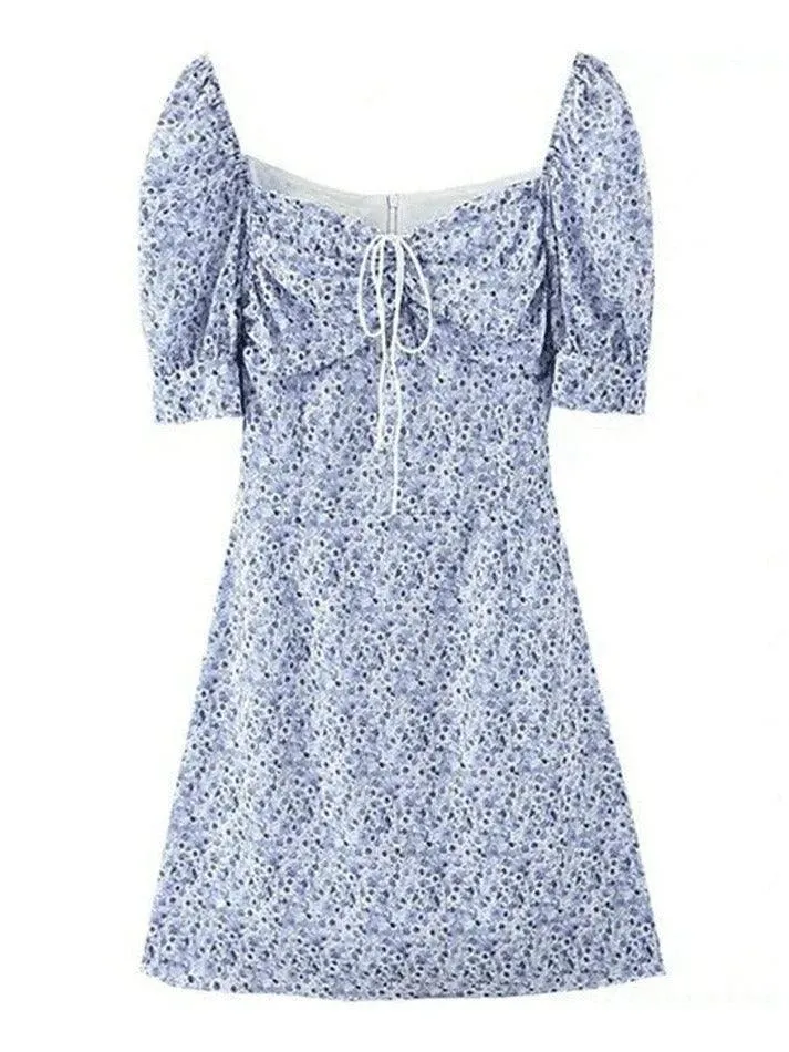 Ditsy Floral Short-Sleeve Mini Dress