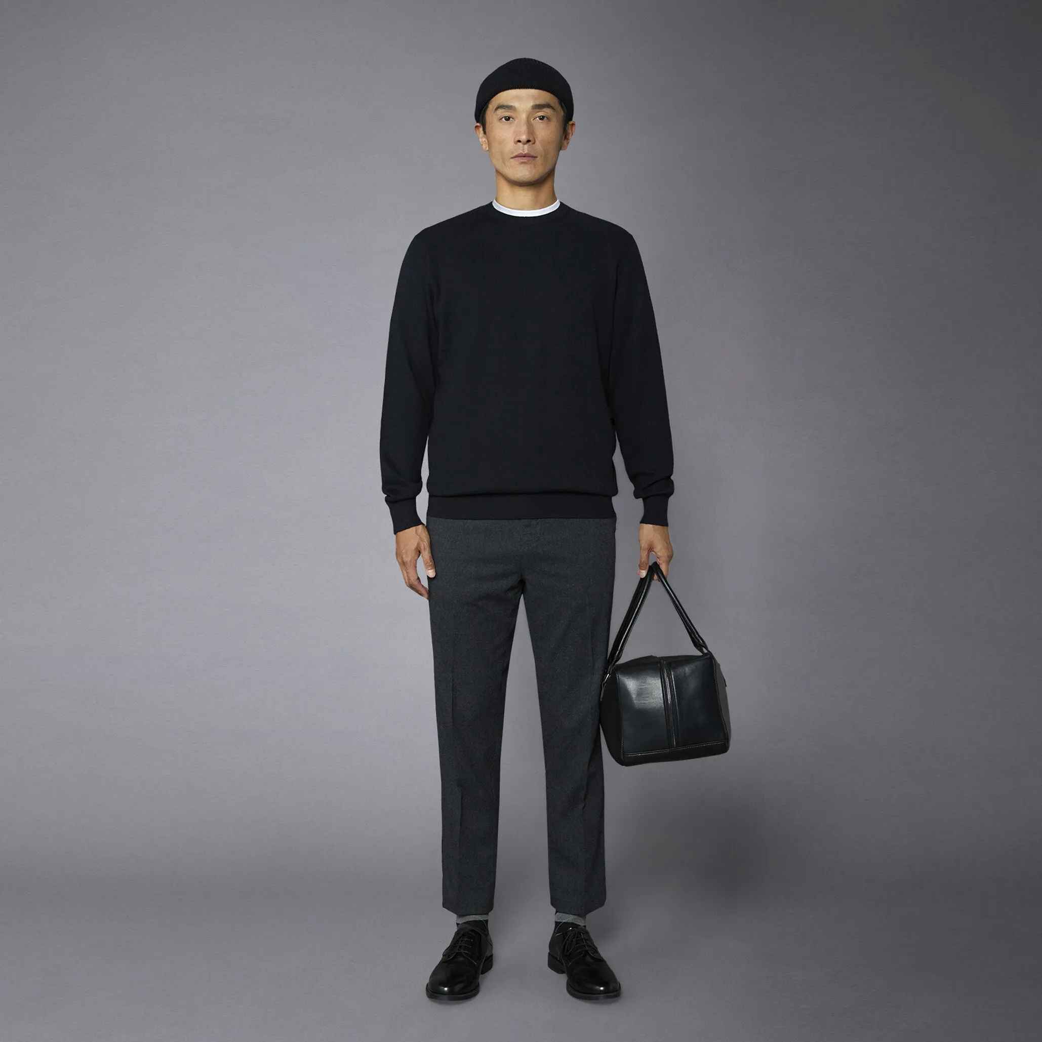 Doppelganger - Men 'Black' Lambswool Blend Crew Neck Sweater D302