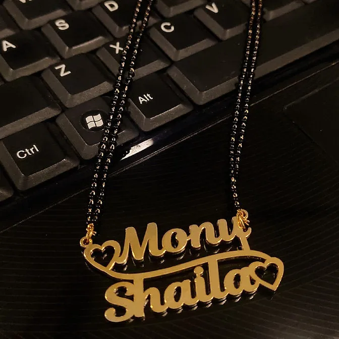 Double Heart Couple Name Necklace