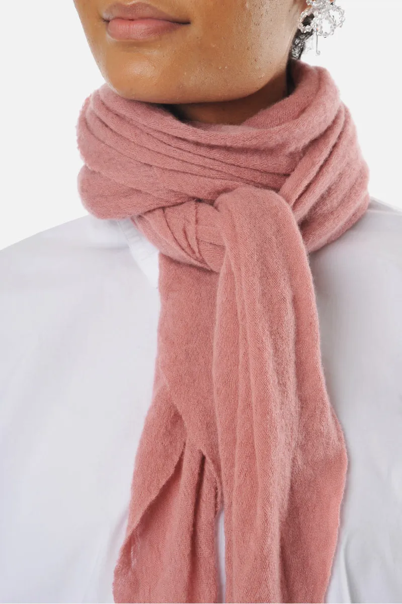 Dusty Terracotta Classic Knit Diamond Cashmere Scarf