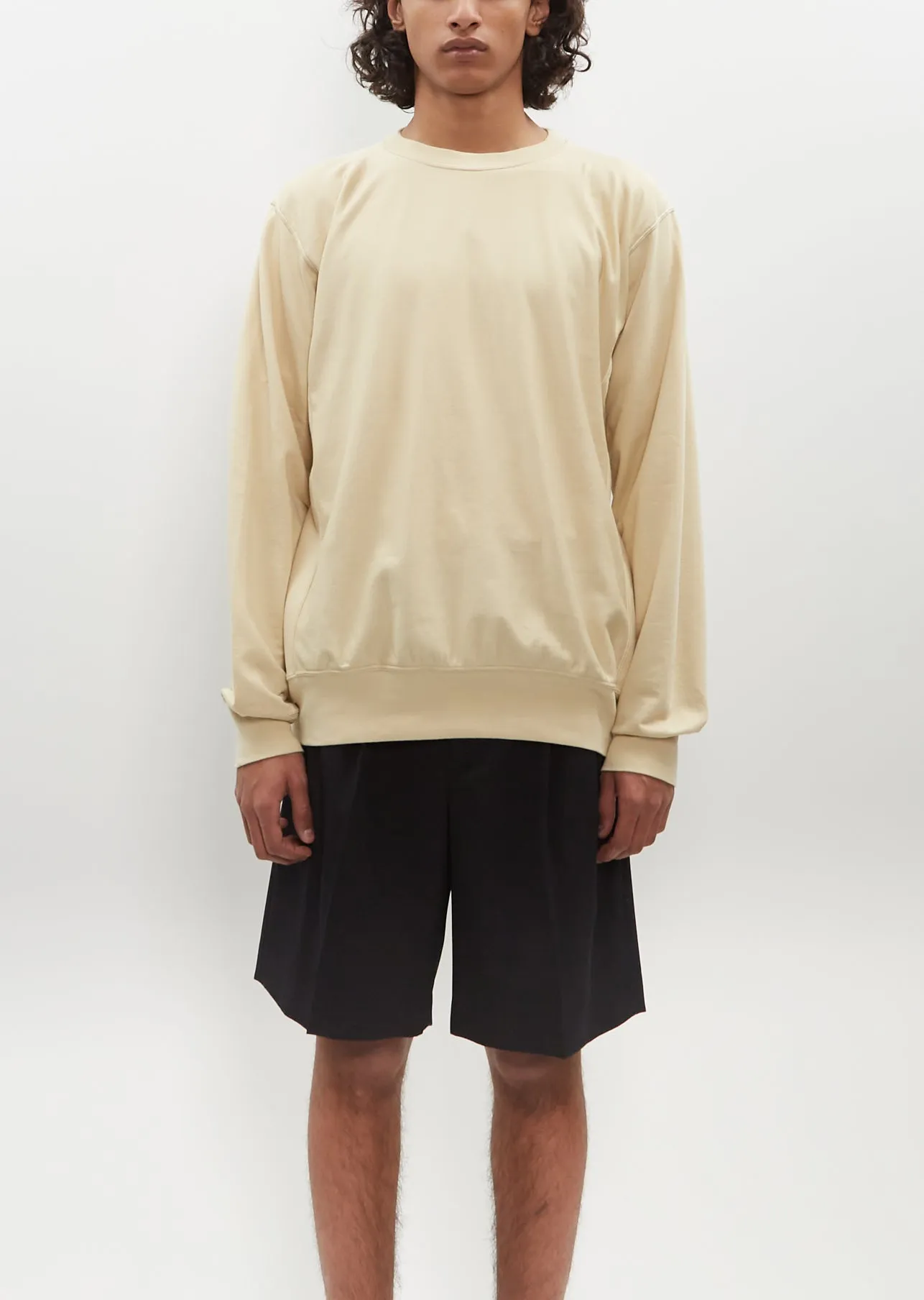Elastic High Gauge Sweat P/O — Light Beige