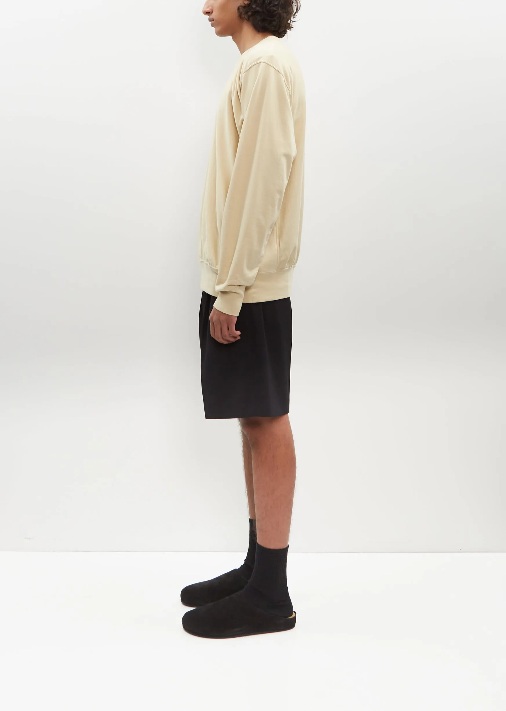 Elastic High Gauge Sweat P/O — Light Beige