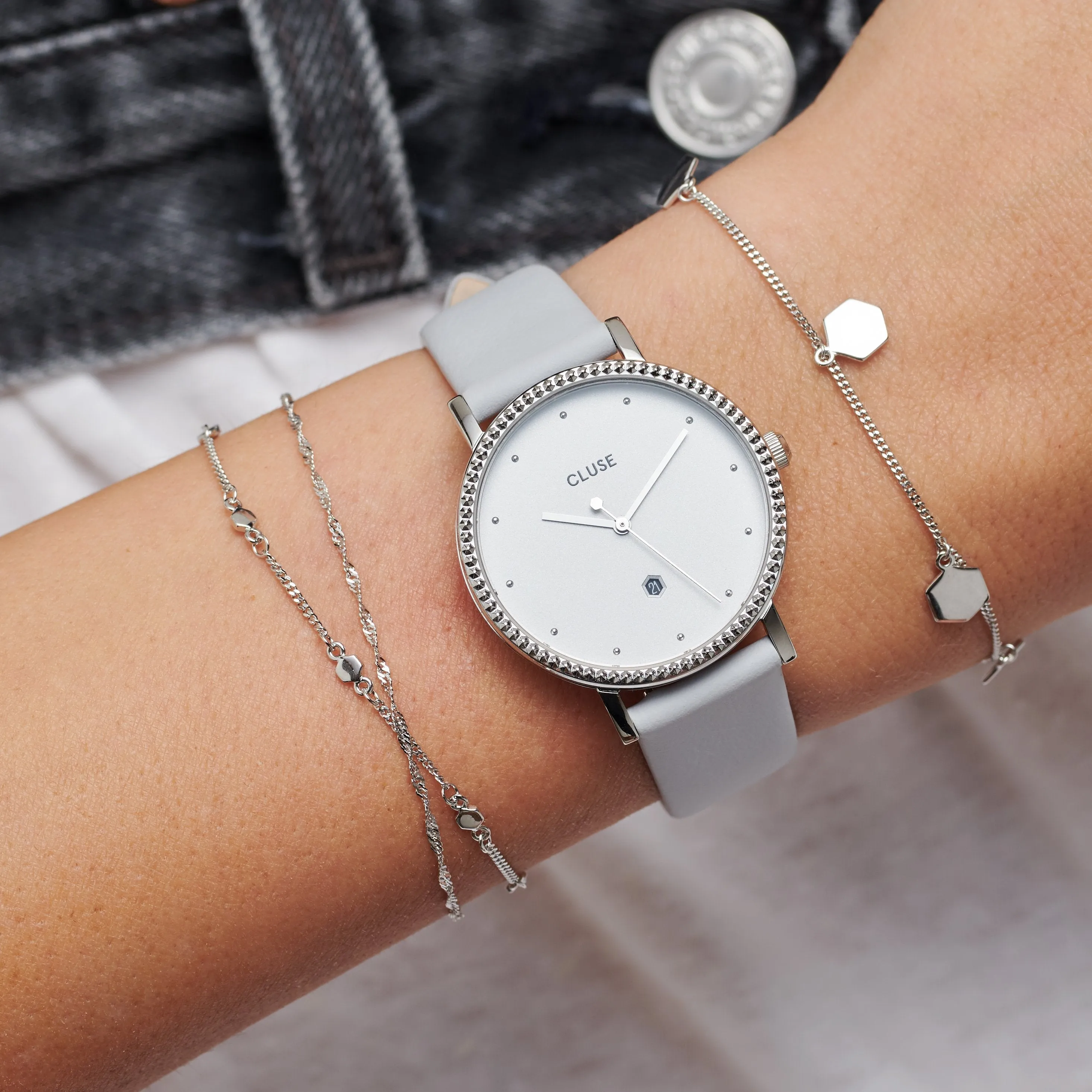 Essentielle Bracelet Hexagon Charms Silver