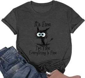 Fine Funny Cat Printed Women's Short Sleeve T-Shirt