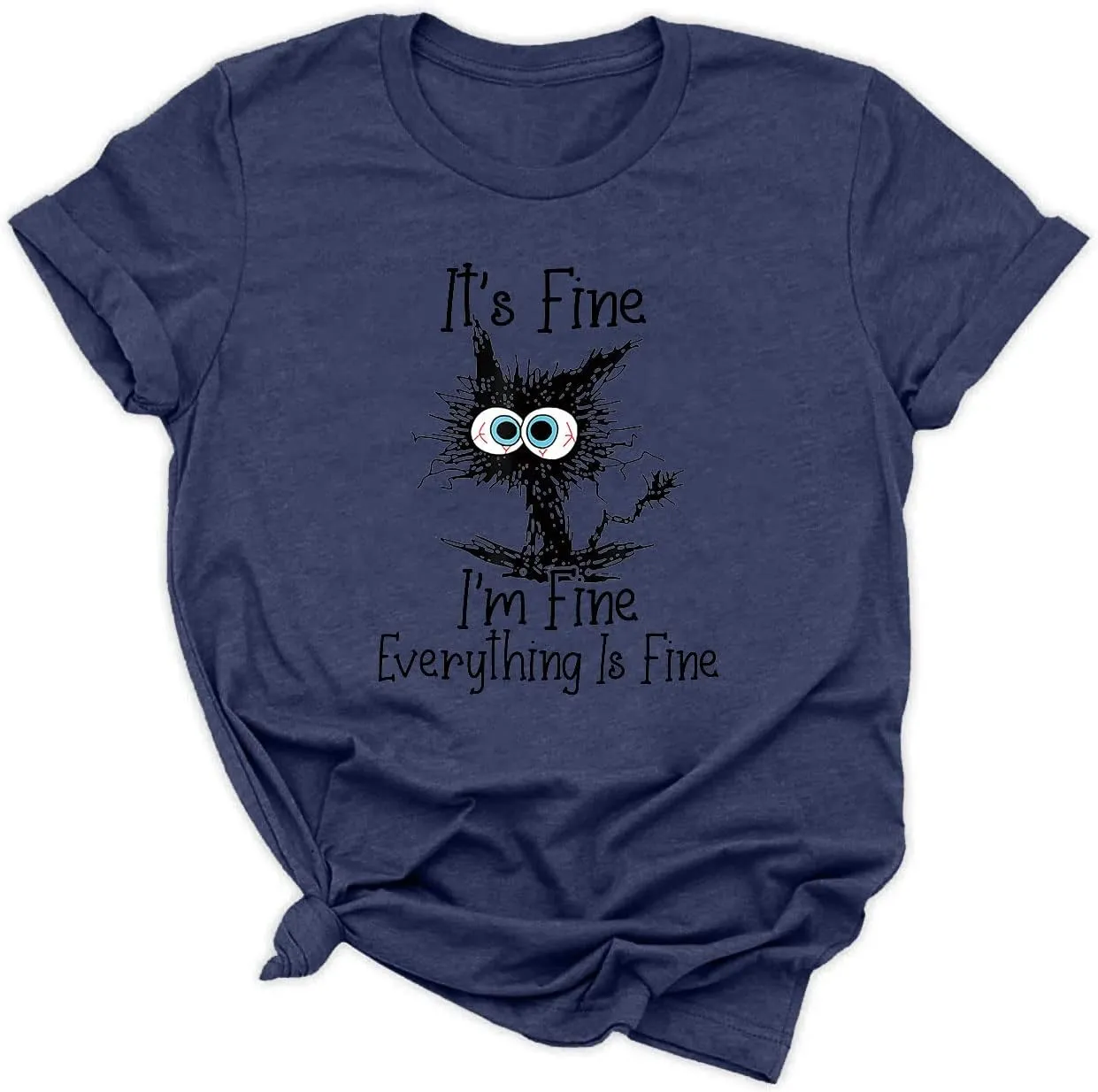 Fine Funny Cat Printed Women's Short Sleeve T-Shirt