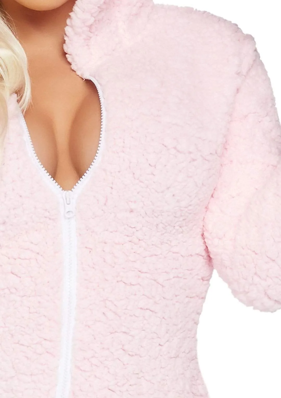 Fluffy Cuddle Bunny Long Sleeve One-piece Suit in Baby Pink