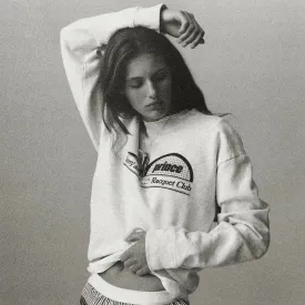 Flytonn-women fall outfits high street ins style -Retro sports style outfit streetwear 90s fashion Prince Racquet Club Vintage Style Gray Autumn Sweatshirts Loose Long Sleeve Cotton Crewneck Pullovers Thick Warm Women Sweaters
