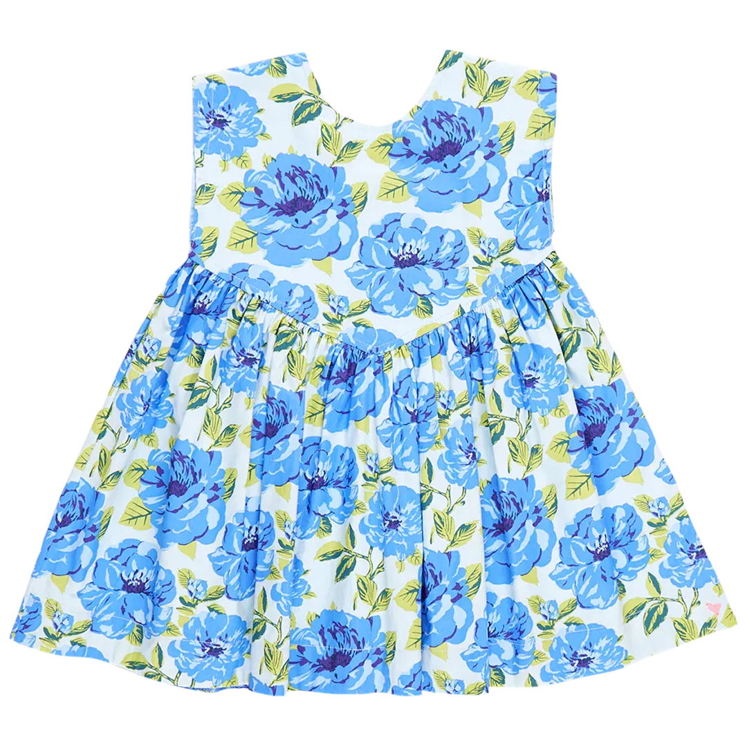 Girls Gracie Dress - Blue Peonies