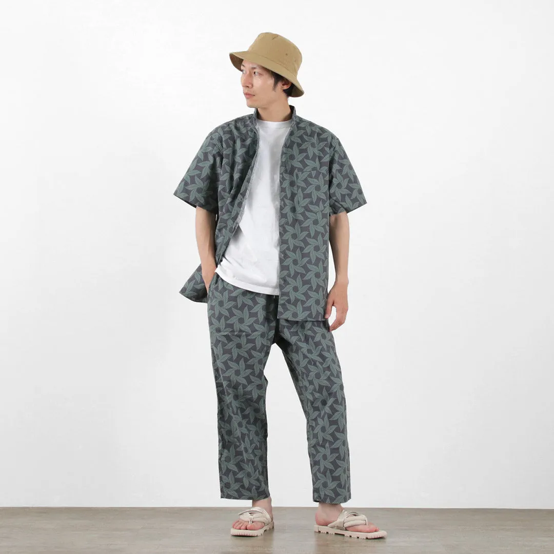 GOHEMP / Collarless Short Sleeve Shirt Tornado Print