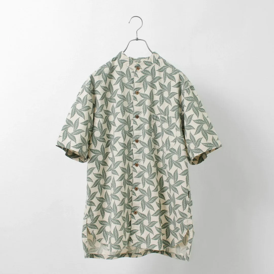 GOHEMP / Collarless Short Sleeve Shirt Tornado Print