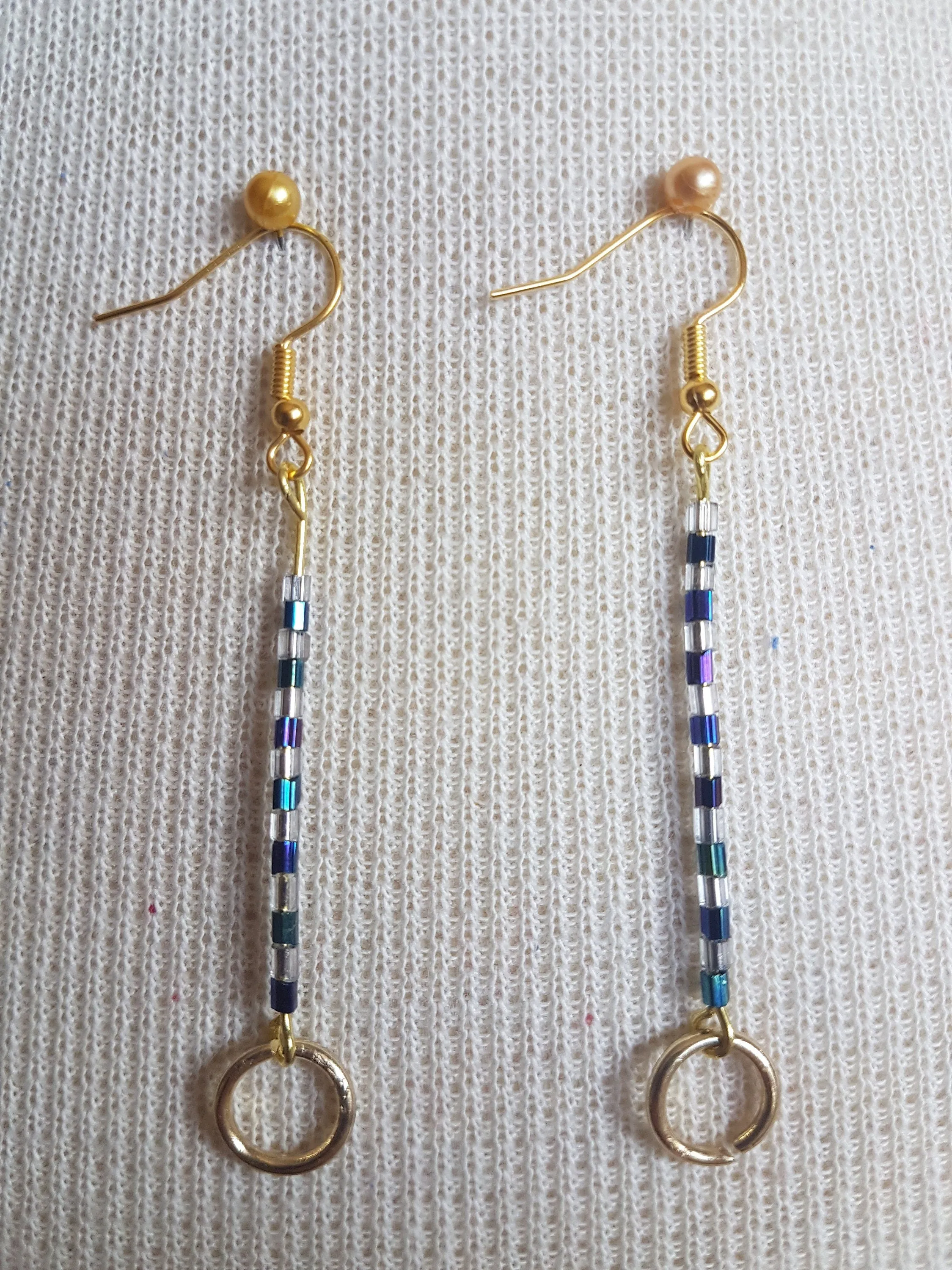 Gold Blue Egyptian Dangle Earrings