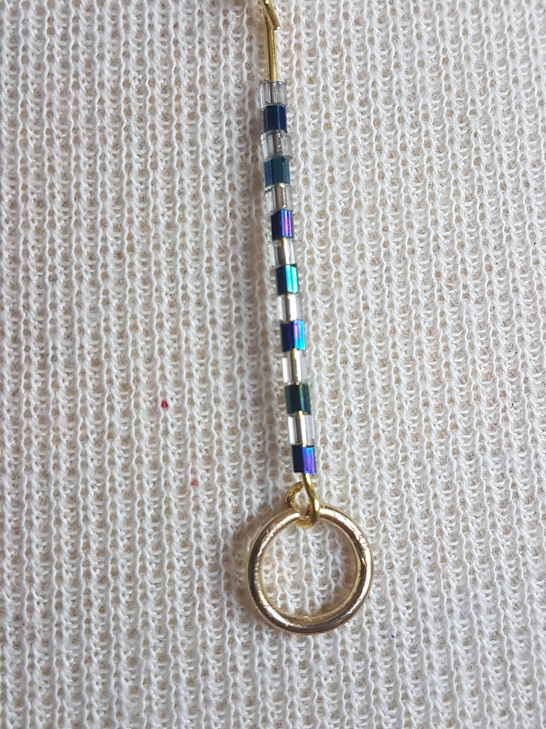 Gold Blue Egyptian Dangle Earrings