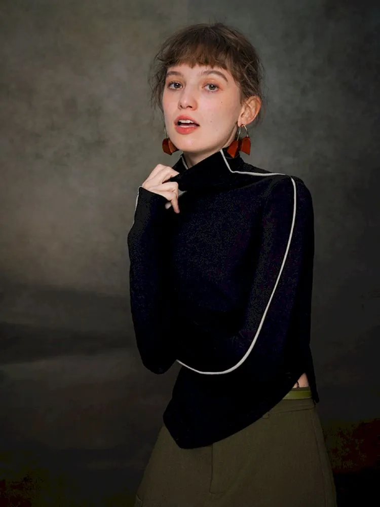 Half-high neck knit sweater【s0000005376】