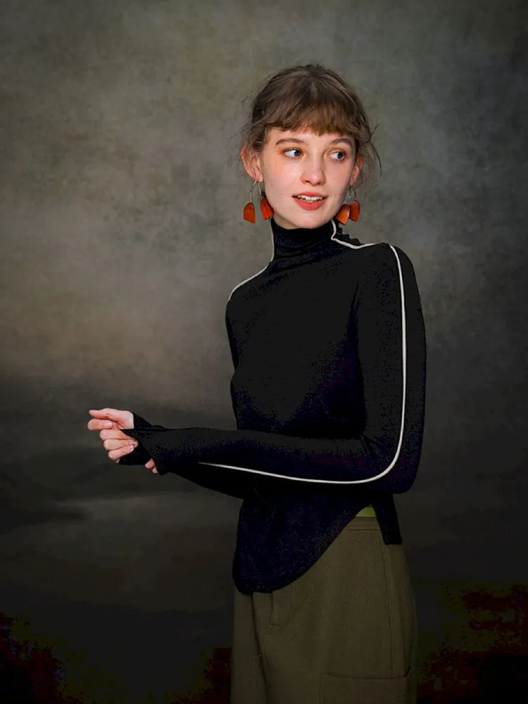Half-high neck knit sweater【s0000005376】