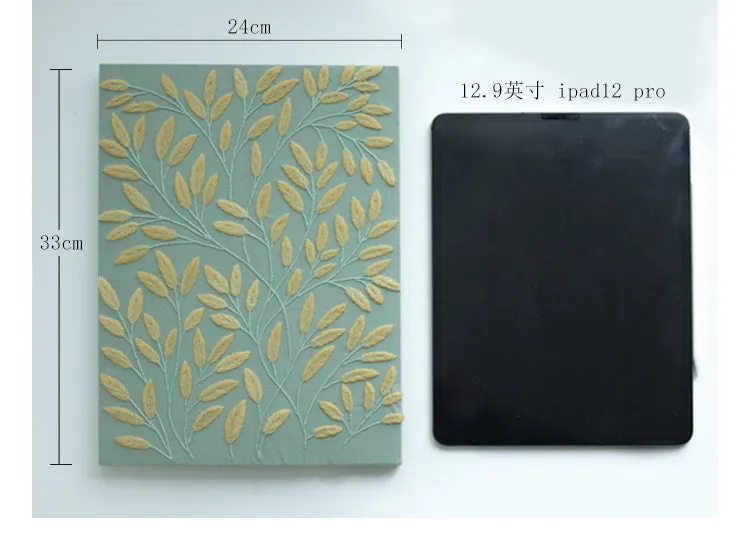 Handmade Embroidery Wall Art with Leaf Pattern - Natural Green Wool Yarn Decor for Living Room