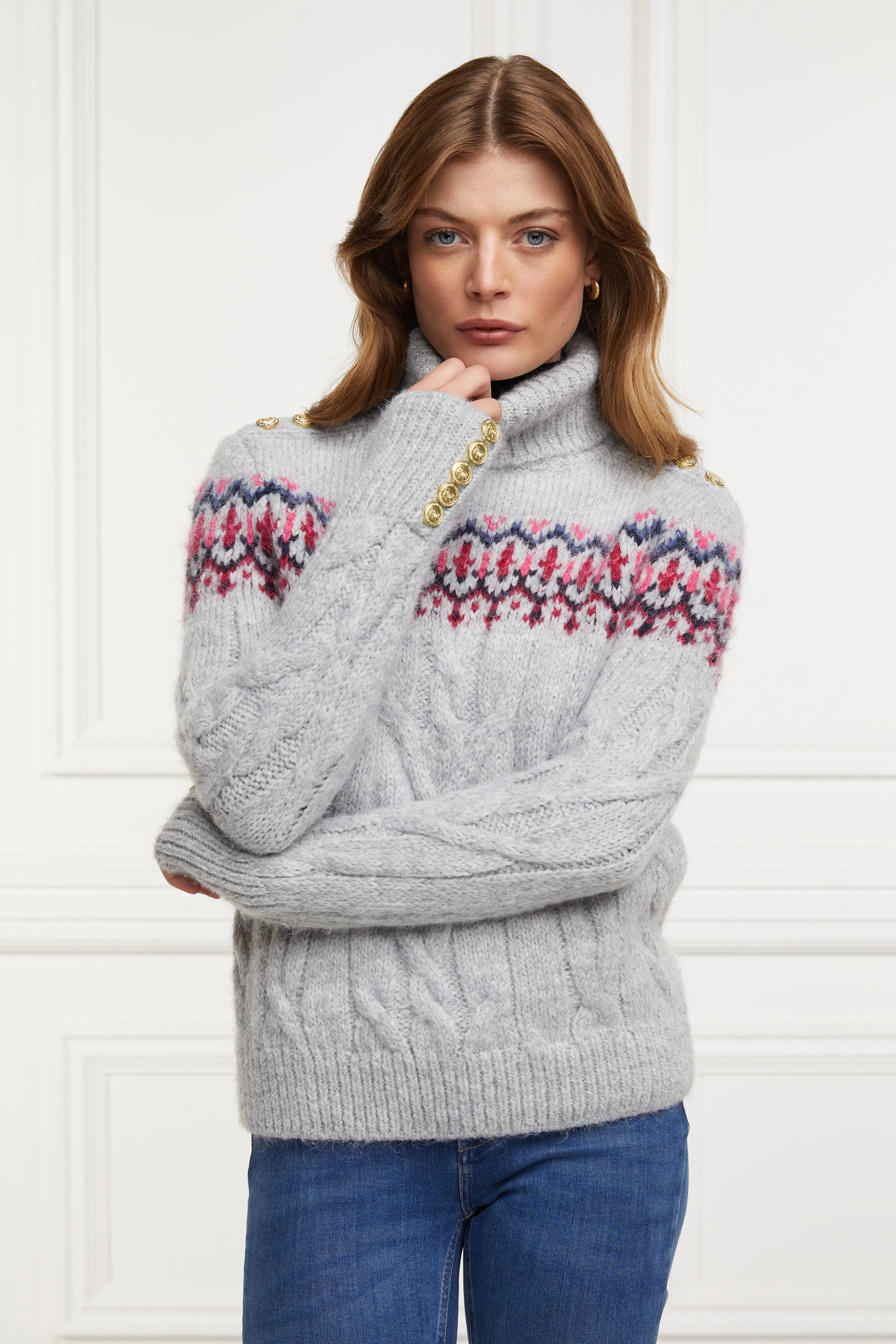 Heritage Cable Fairisle Knit (Mid Grey Marl)