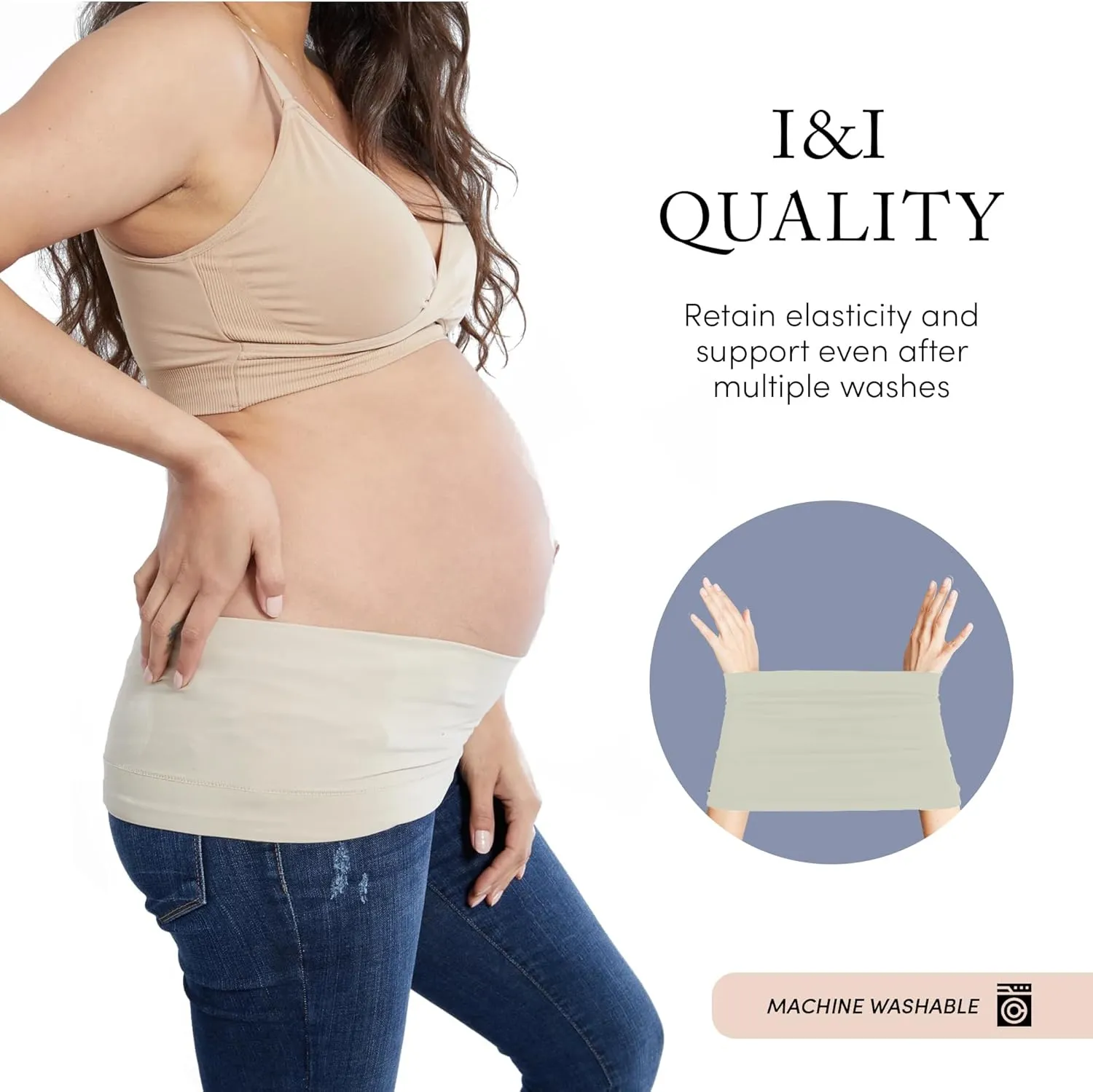 Ingrid & Isabel Bellaband - Seamless Maternity Belly Band for Women - Essential Pregnancy Postpartum Jeans & Pants Extender