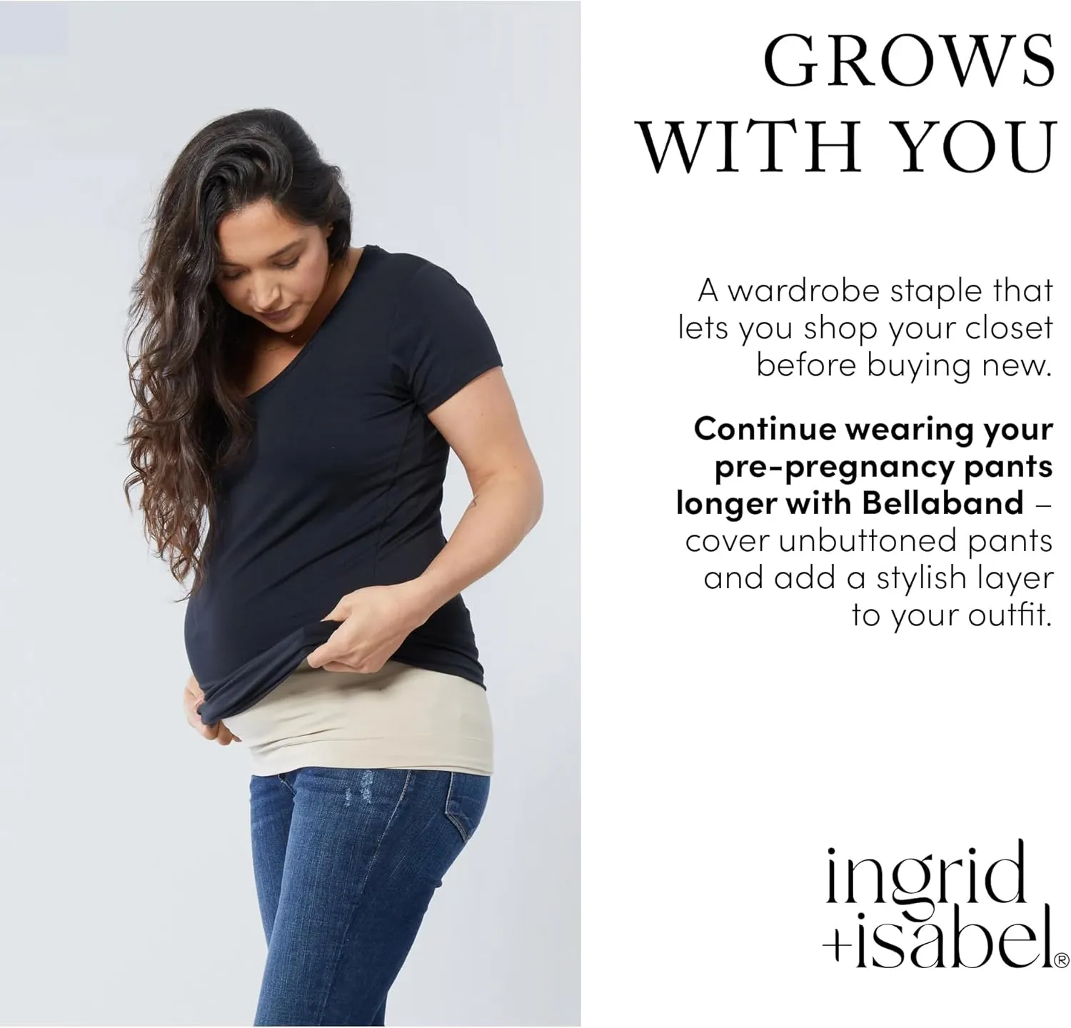 Ingrid & Isabel Bellaband - Seamless Maternity Belly Band for Women - Essential Pregnancy Postpartum Jeans & Pants Extender