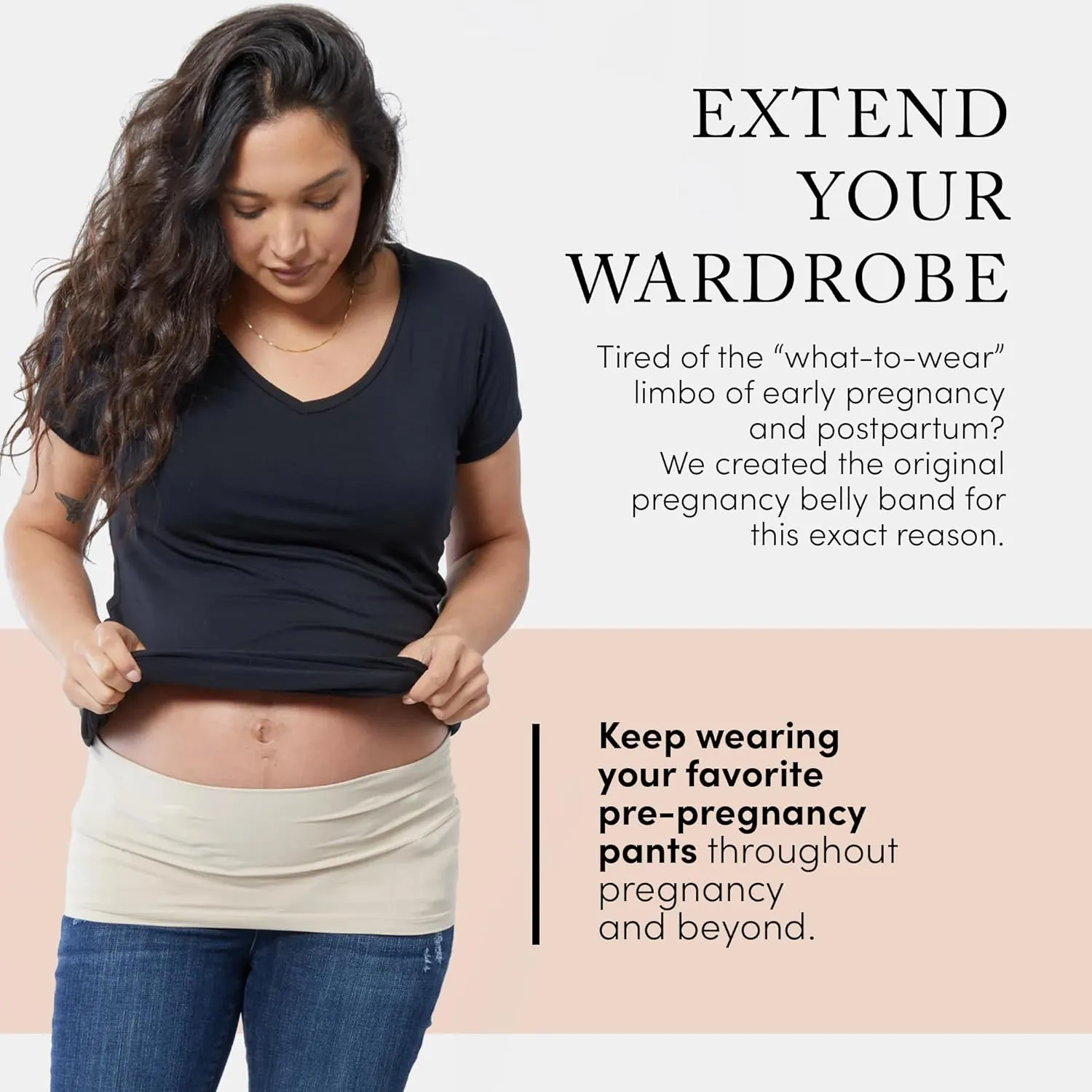 Ingrid & Isabel Bellaband - Seamless Maternity Belly Band for Women - Essential Pregnancy Postpartum Jeans & Pants Extender