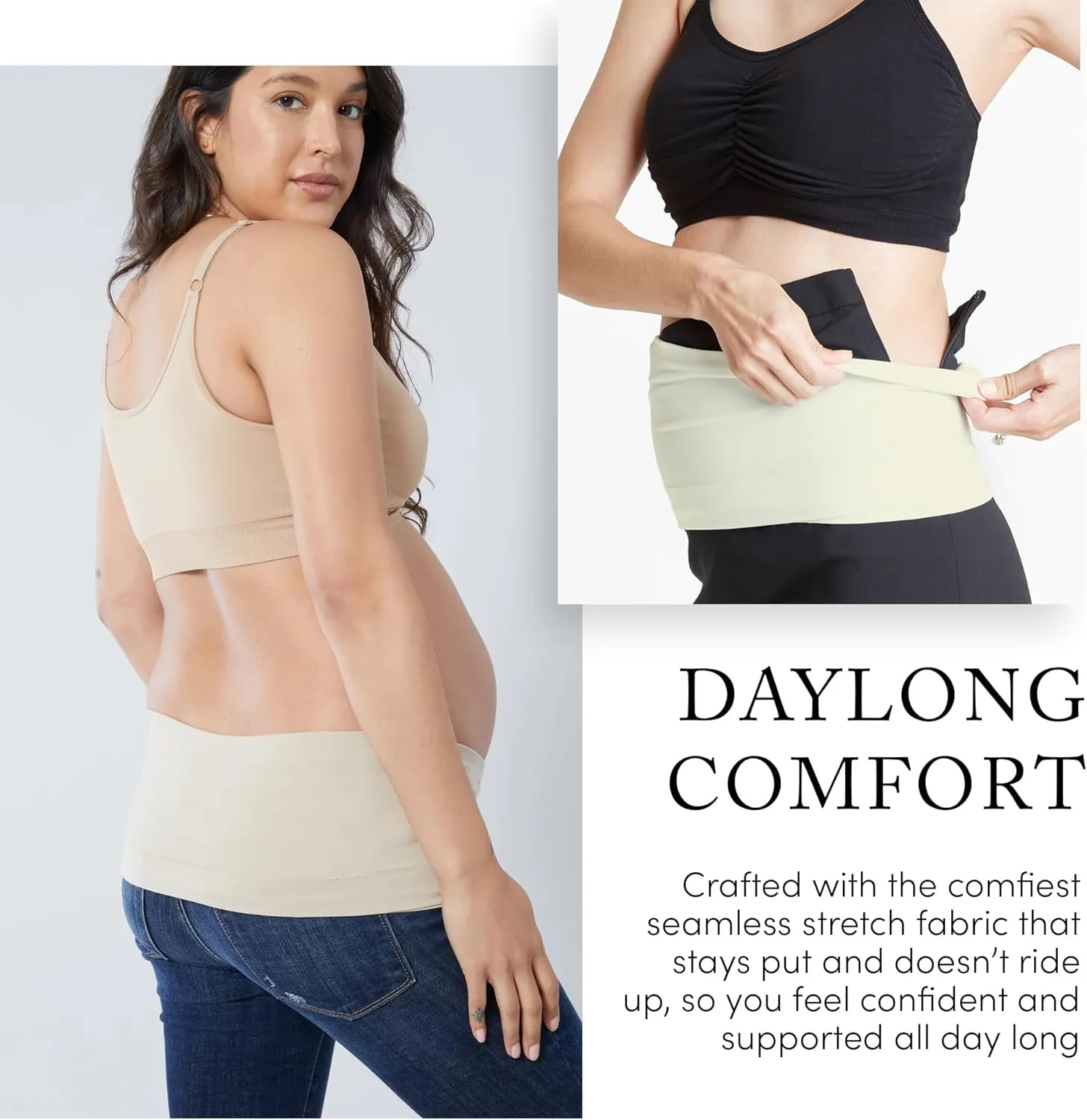 Ingrid & Isabel Bellaband - Seamless Maternity Belly Band for Women - Essential Pregnancy Postpartum Jeans & Pants Extender