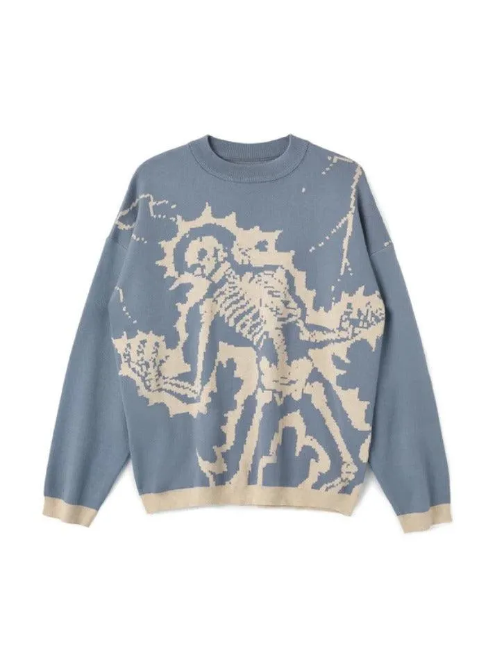 Knit Skull Print Sweater