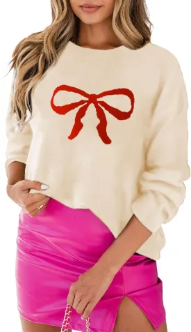 LEMAFER Women 2024 Merry Christmas Round Neck Sequin Letters Sweater Casual Solid Slogan Long Sleeve Pullover Sweatshirt Tops