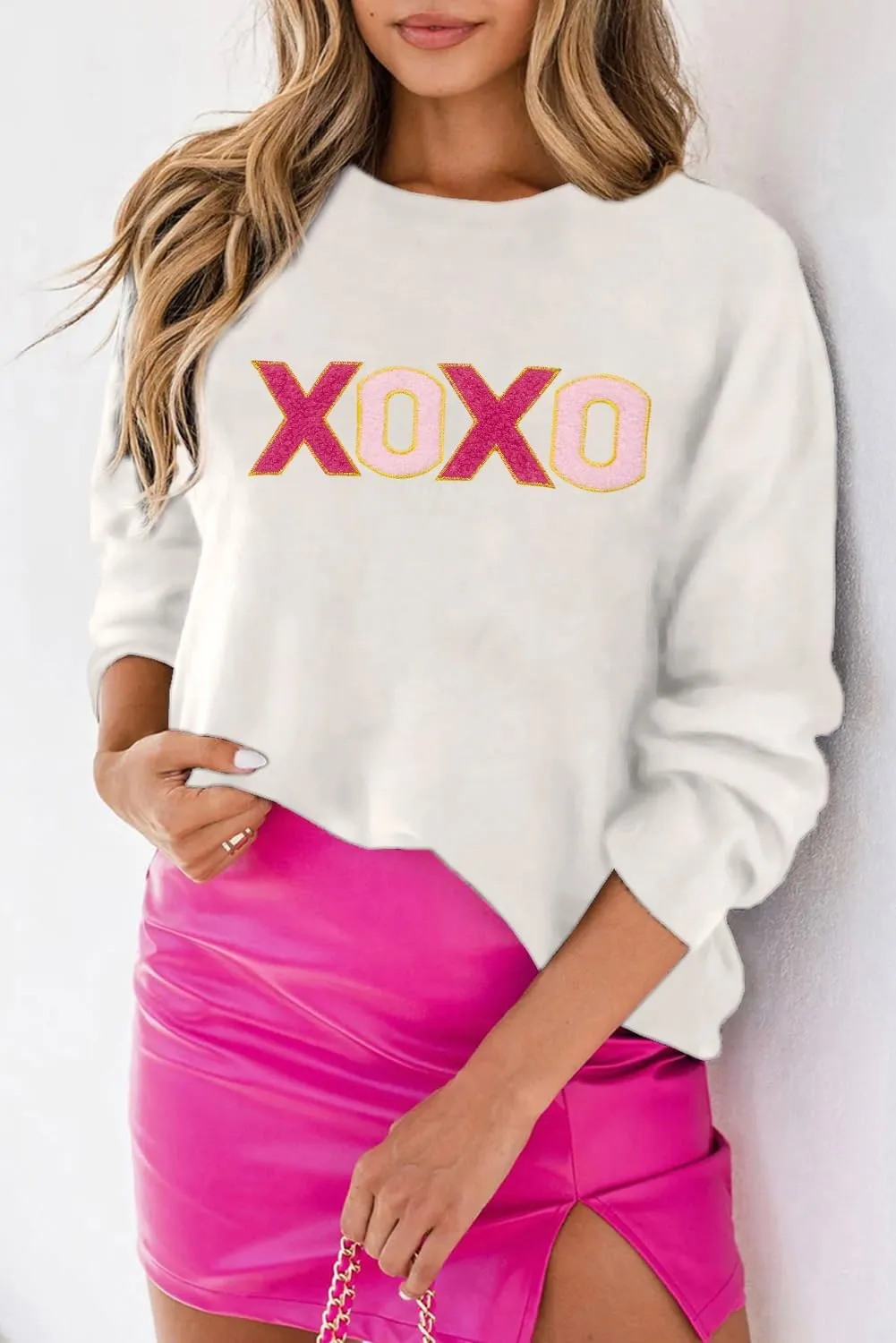 LEMAFER Women 2024 Merry Christmas Round Neck Sequin Letters Sweater Casual Solid Slogan Long Sleeve Pullover Sweatshirt Tops