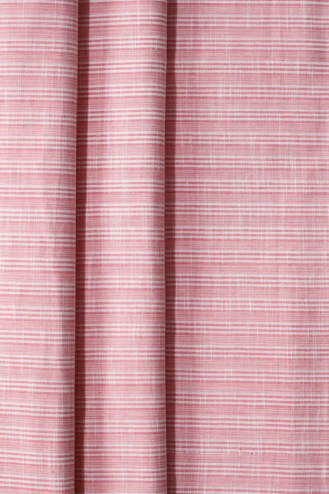 Light Pink And White Stripes Pattern Handwoven Organic Cotton Fabric