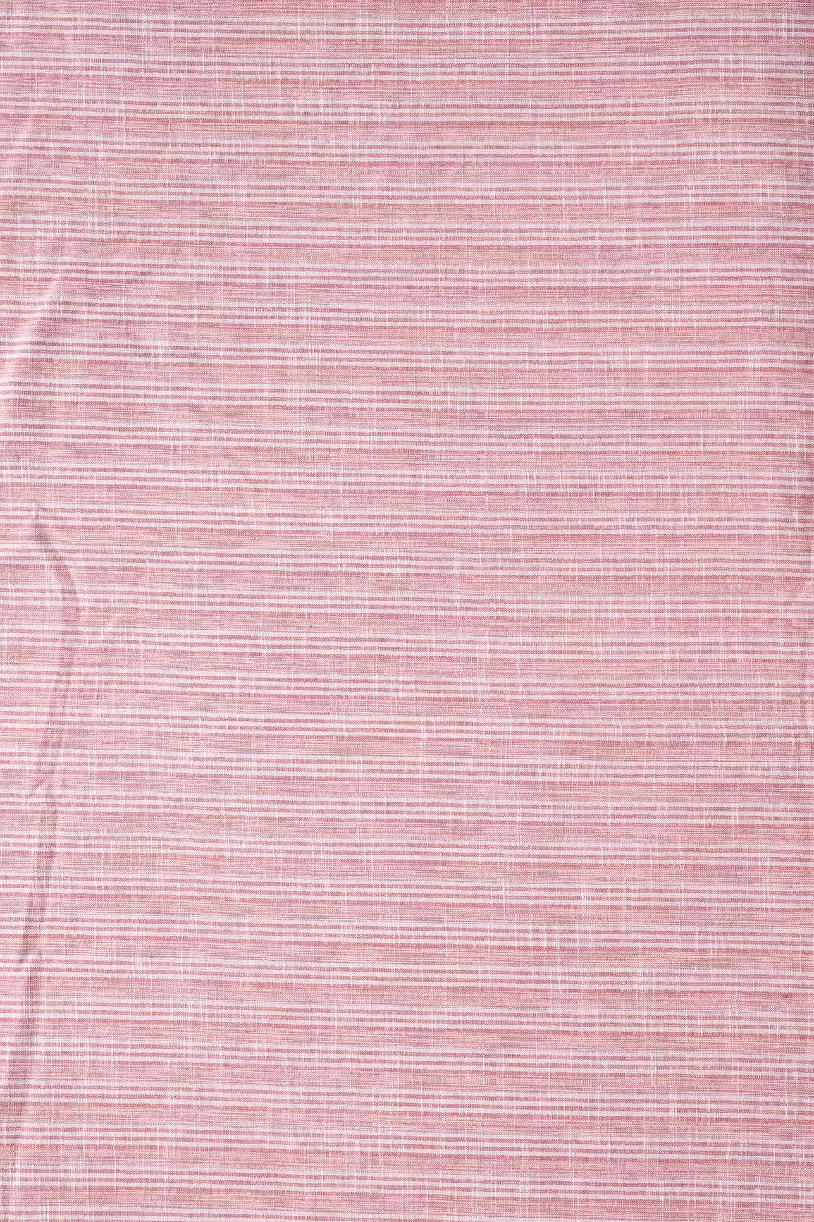 Light Pink And White Stripes Pattern Handwoven Organic Cotton Fabric