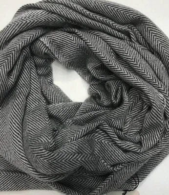 Luxury Soft Warm Scarf, Cashmere Wrap for him/her, Shawl, Wrap, Black Handmade Herringbone Cashmere Wrap, Gift For Her