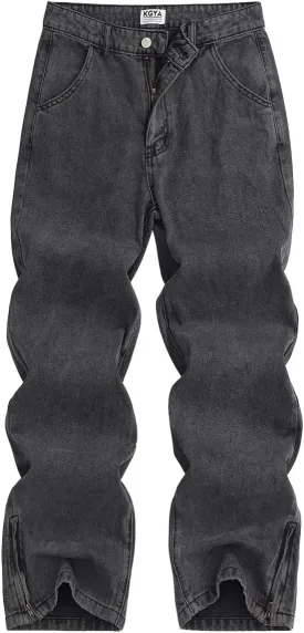 Men's Camo Cargo Pants, Tactical Baggy Straight Wide Legs Denim Work Military Trousers