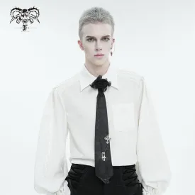 Men's Gothic Rose Feather Necktie with Cross Chain