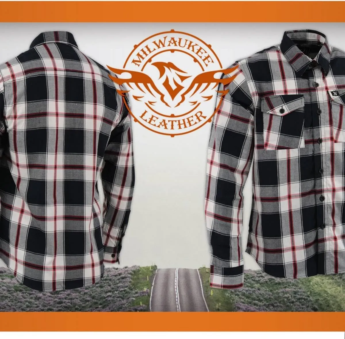 Milwaukee Leather Mens Casual Cotton Flannel Plaid Long Sleeve Button Down Cotton Shirts